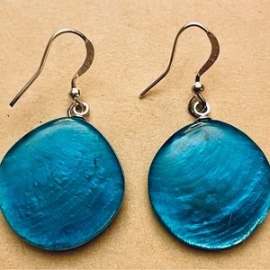 Capiz Shell Earrings by Culture Mix - Electric Blue
